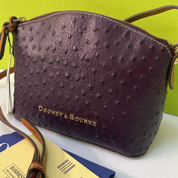 Dooney & Bourke Ostrich Ruby Crossbody Plum Wine Color - Picture 2 of 8